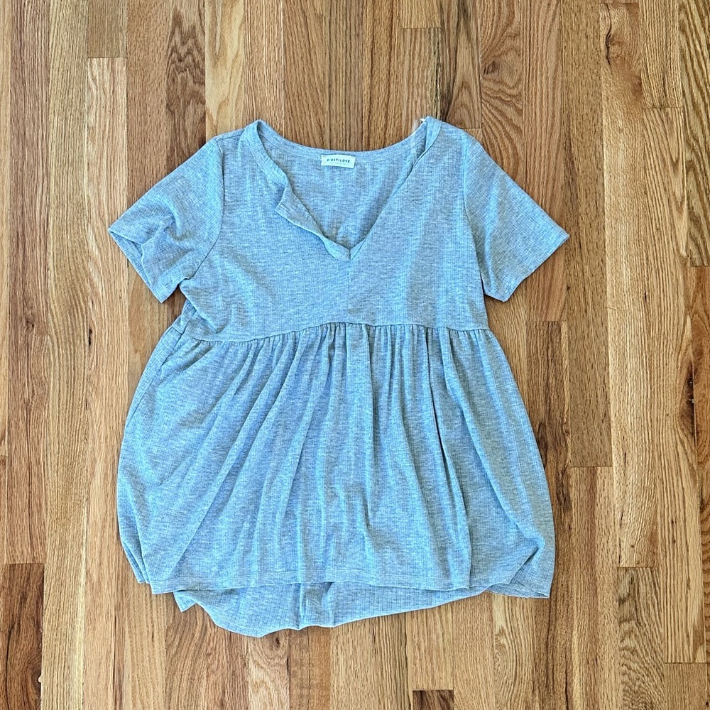 First Love Gray Babydoll Maternity Shirt